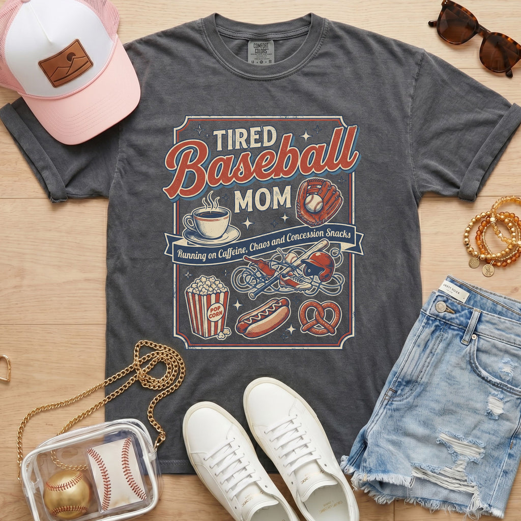 Charcoal: tired baseball mom shirt charcoal funny baseball mom tee sports mom outfit