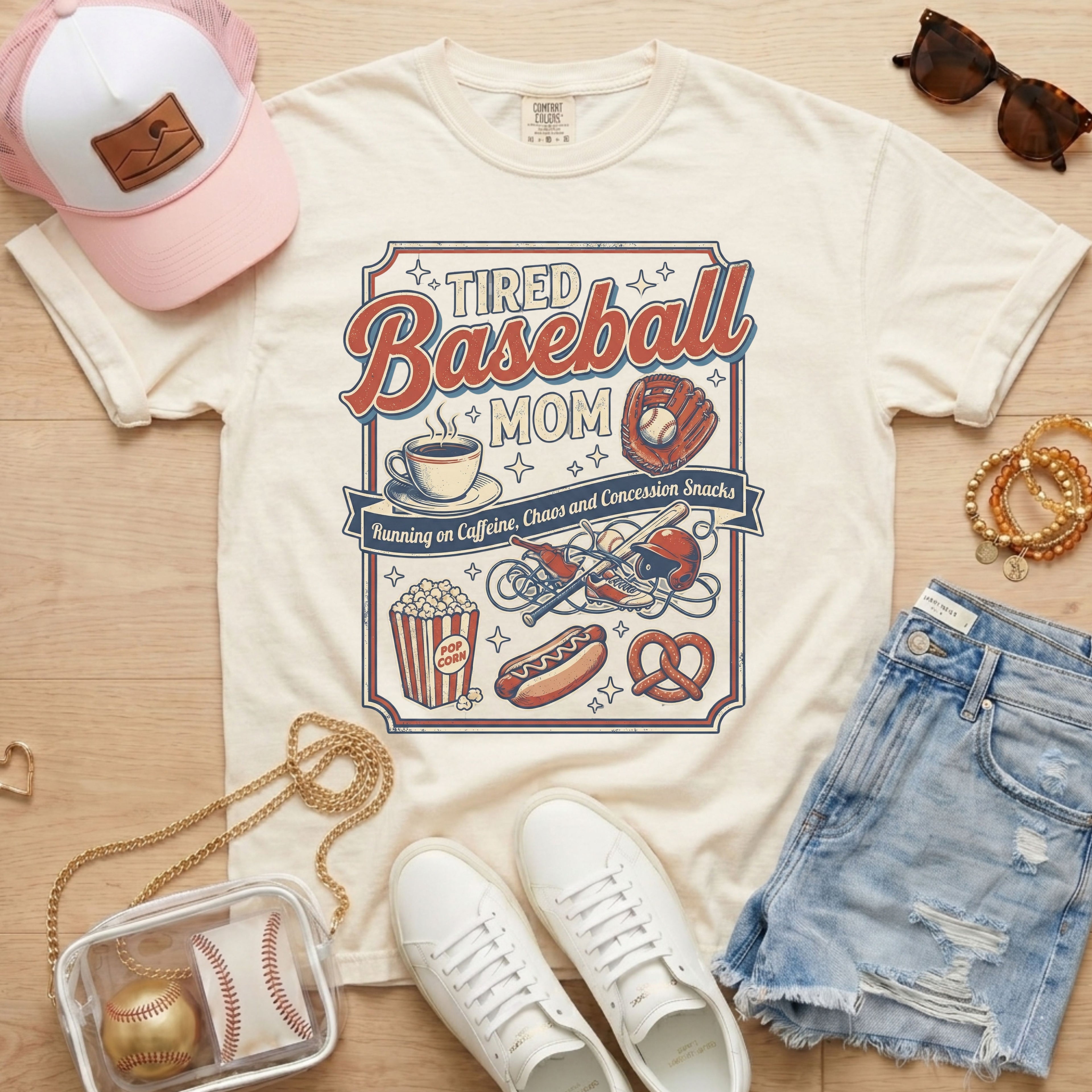 Ivory: tired baseball mom shirt ivory cute game day shirt for baseball moms