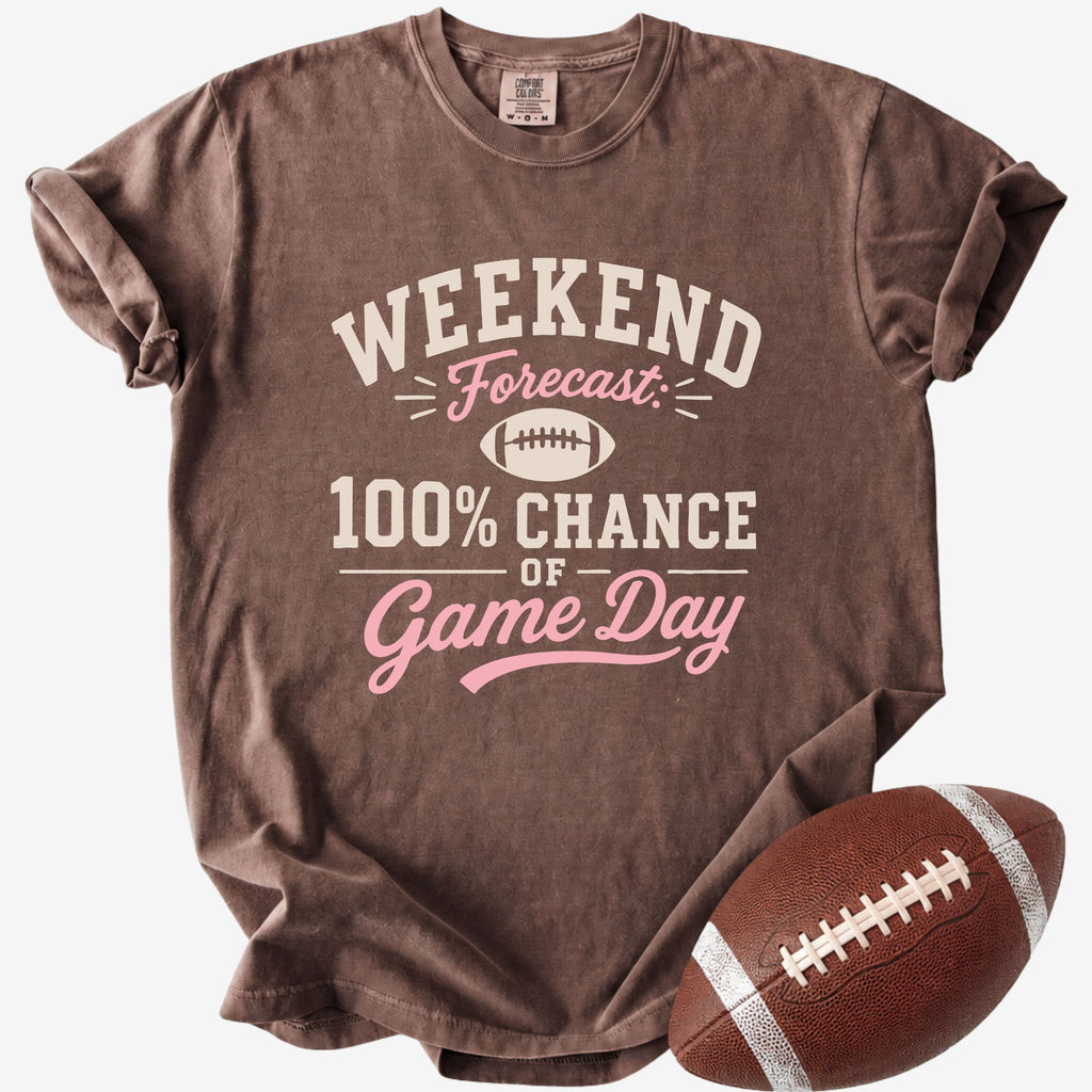 Weekend Forecast 100% Chance of Game Day Shirt | Comfort Colors Football Mom Tee