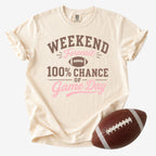 Weekend Forecast 100% Chance of Game Day Shirt | Comfort Colors Football Mom Tee