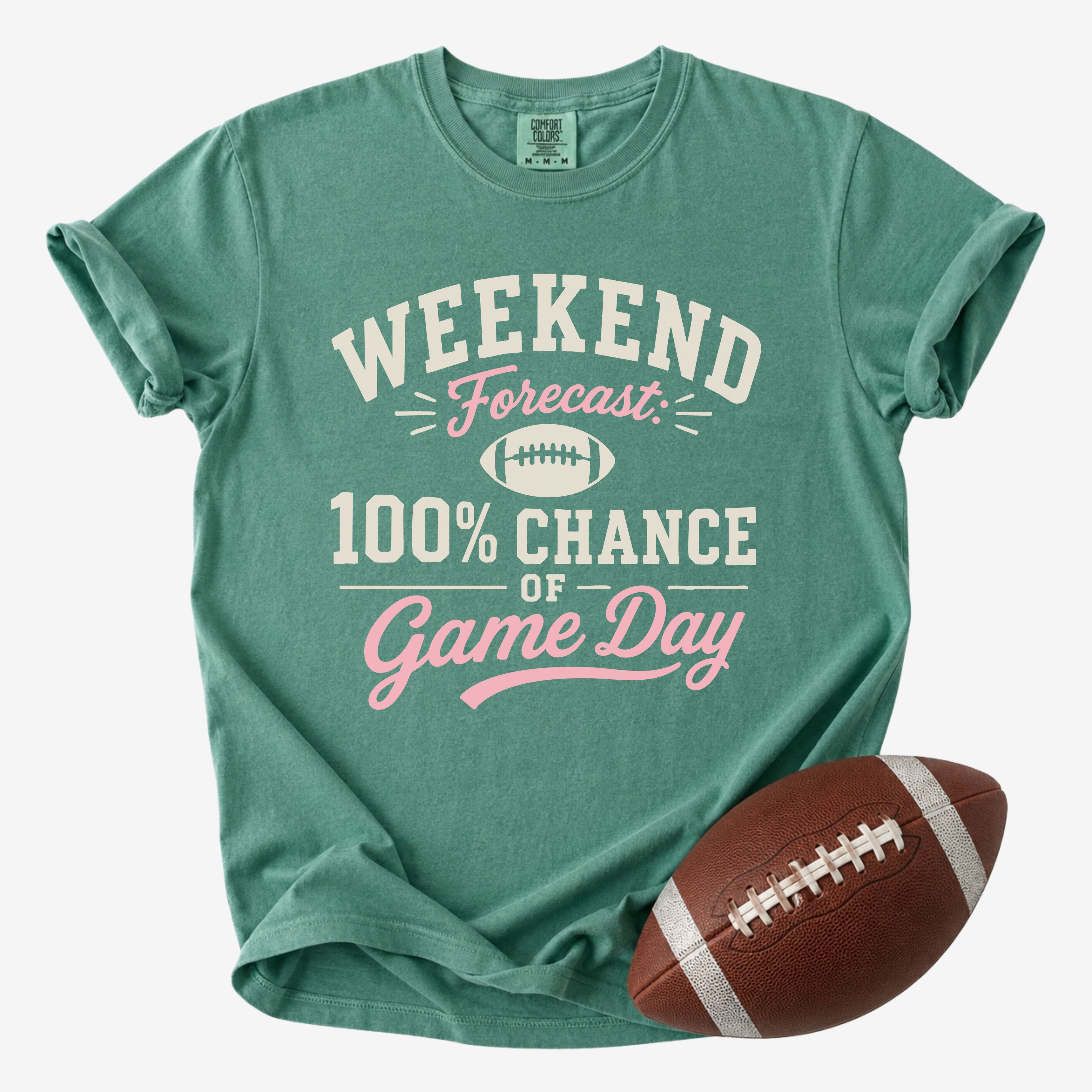 Weekend Forecast 100% Chance of Game Day Shirt | Comfort Colors Football Mom Tee