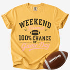 Weekend Forecast 100% Chance of Game Day Shirt | Comfort Colors Football Mom Tee