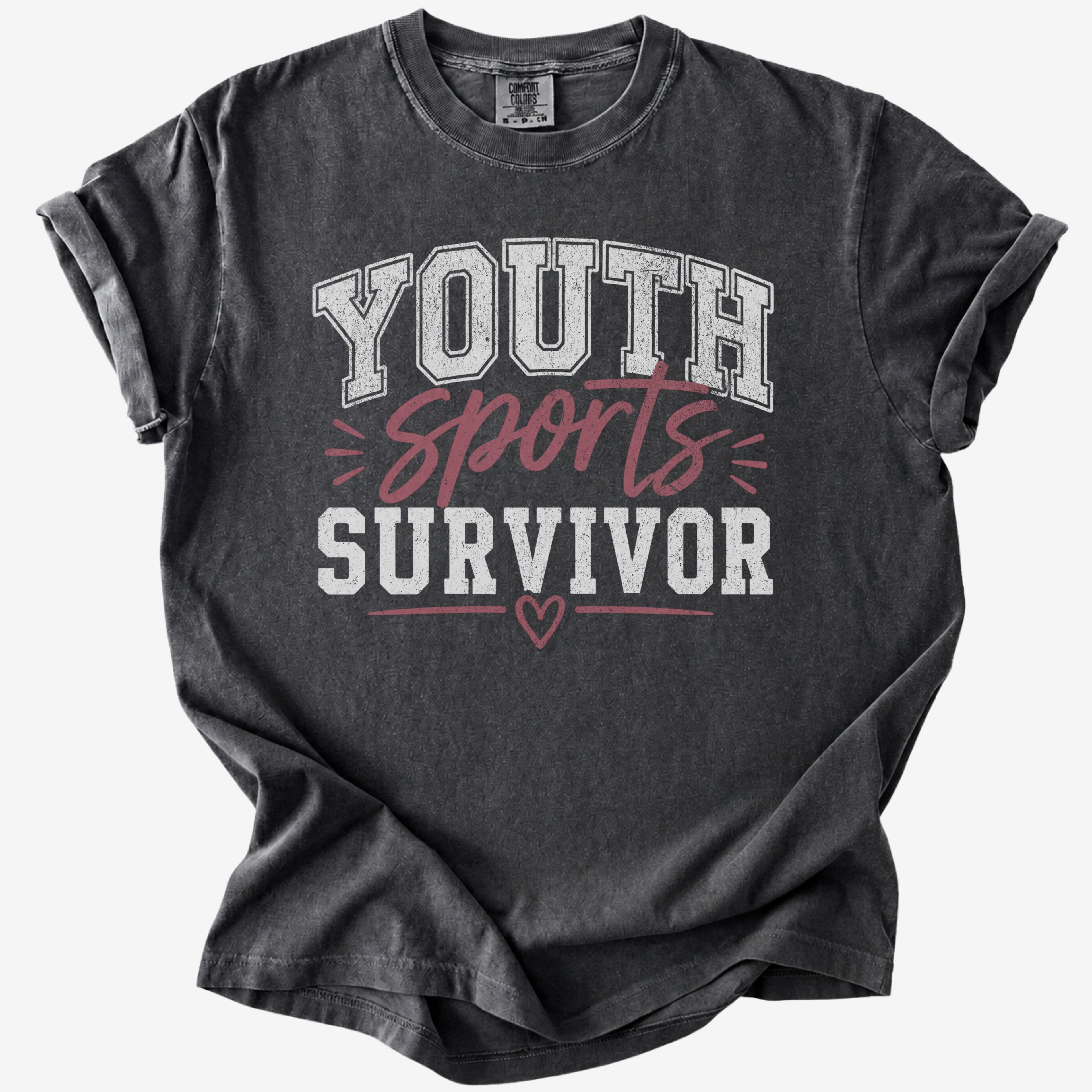 Pepper youth sports survivor shirt for sports moms with bold varsity lettering.